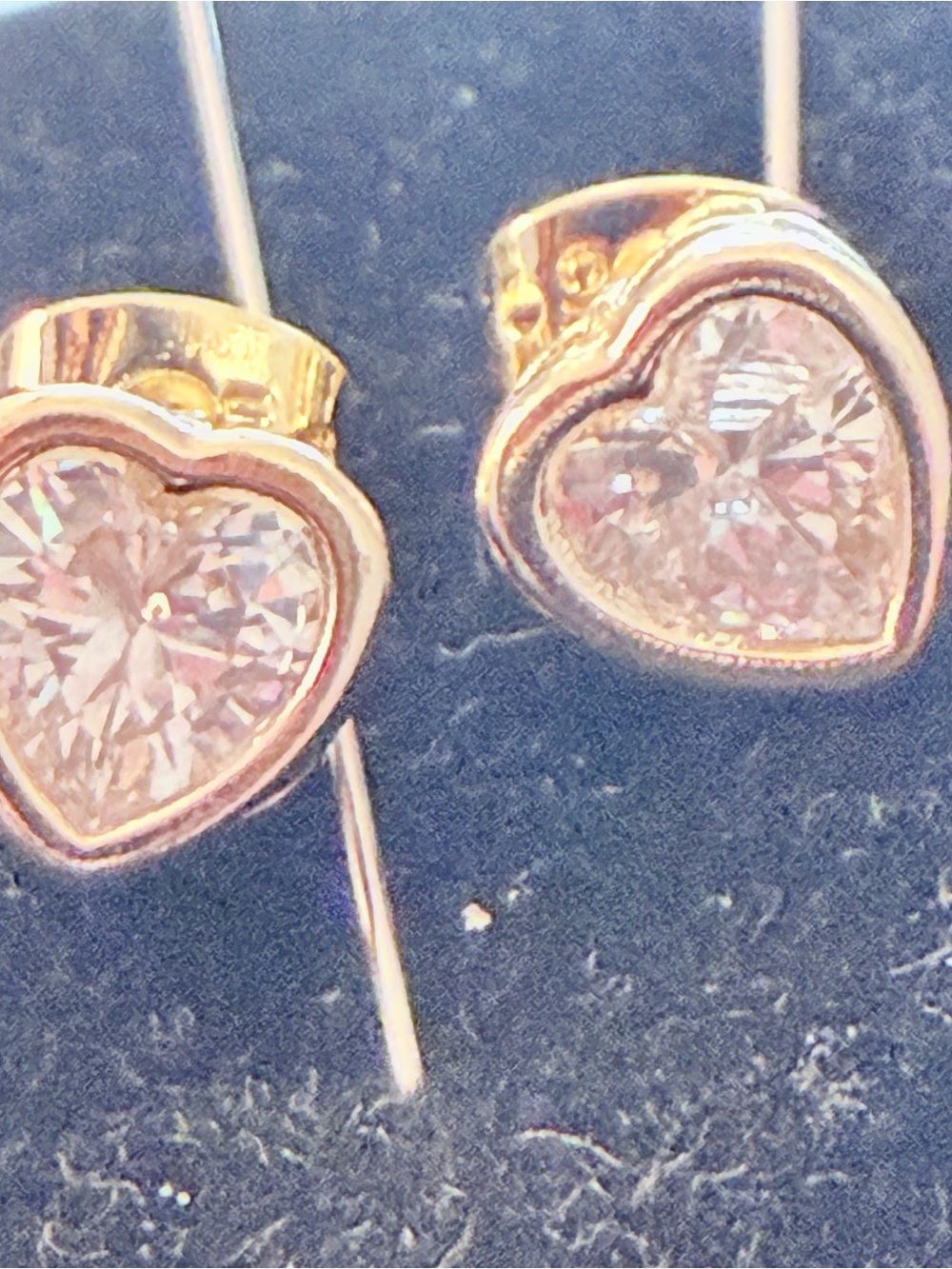 NWOT Heart-Shaped 14k Gold plated Stud Earrings with Clear CZ